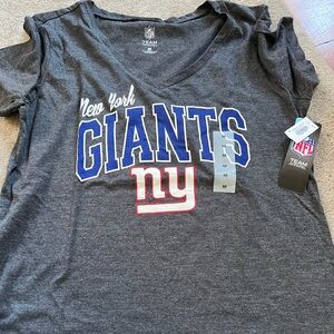 NFL NY GIANTS Team Apparel Charcoal V-Neck Tee
